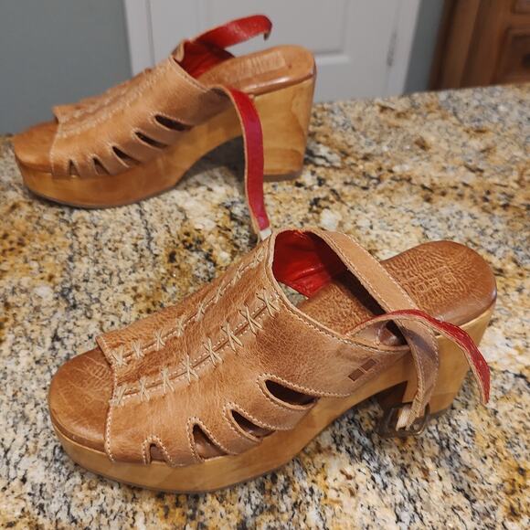 Bed Stu Fontella Heeled Platform Sandal Leather Tan Rustic Women's Size 7 - Picture 5 of 15